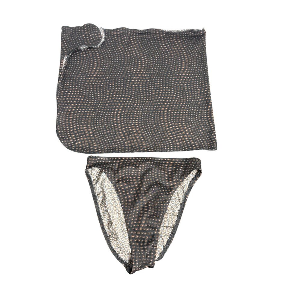 Vintage 90's Jantzen Women's Brown Bikini Bottom and Sarong Size 14